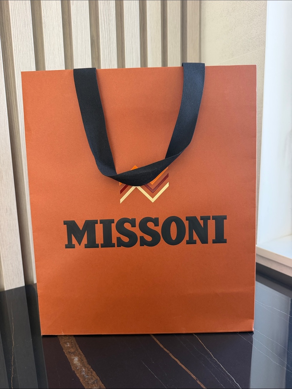 Missoni shopping bag with Black Ribbon Handles